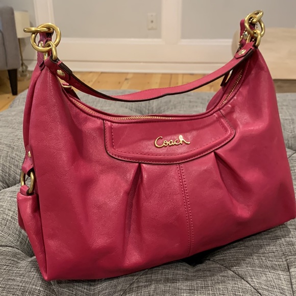 Coach Vintage Ashley Pink Pleated Leather Convertible Hobo Bag EUC - Picture 9 of 14
